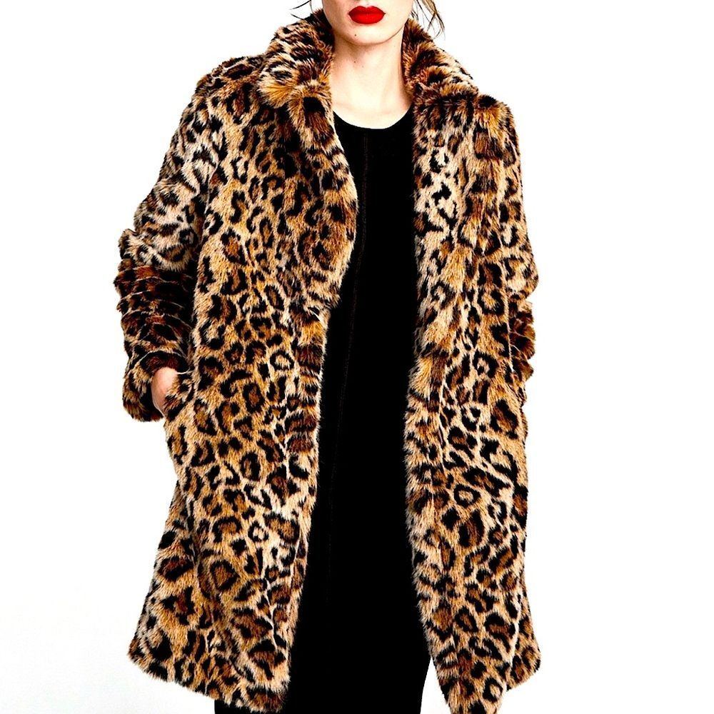 ZARA Woman Leopard Print Coat Size L • BLOGGER FAVORITE •